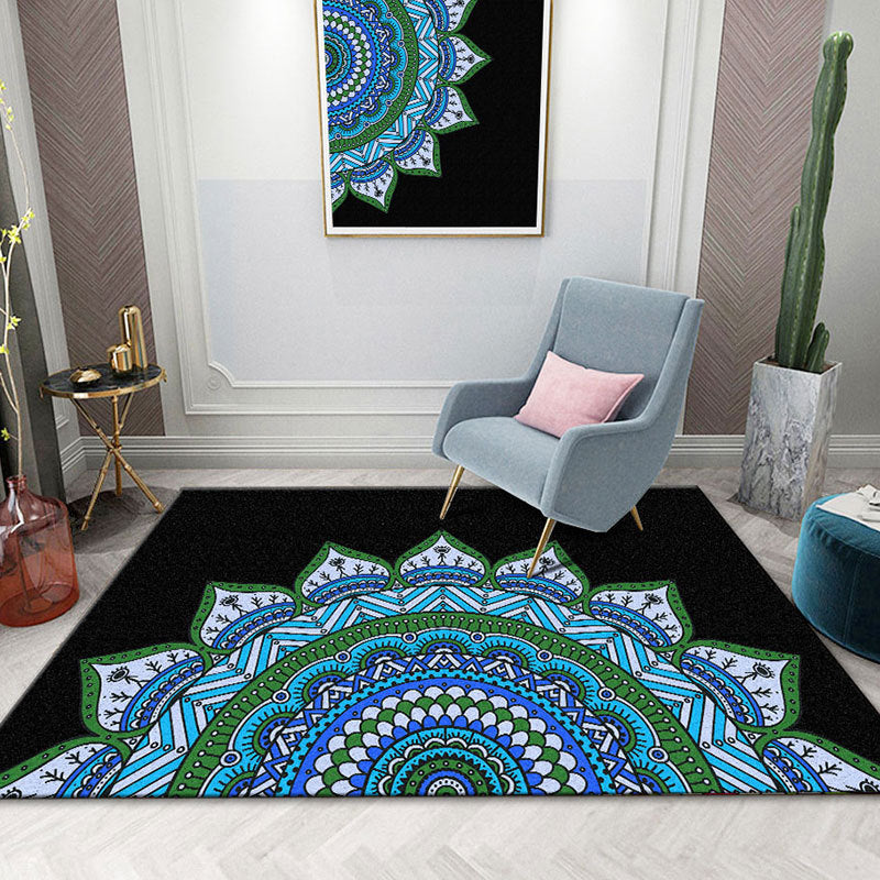 Colorful Mandala Rug Multicolored Moroccan Rug Polyester Stain Resistant Pet Friendly Non-Slip Rug for Home | Bowlift
