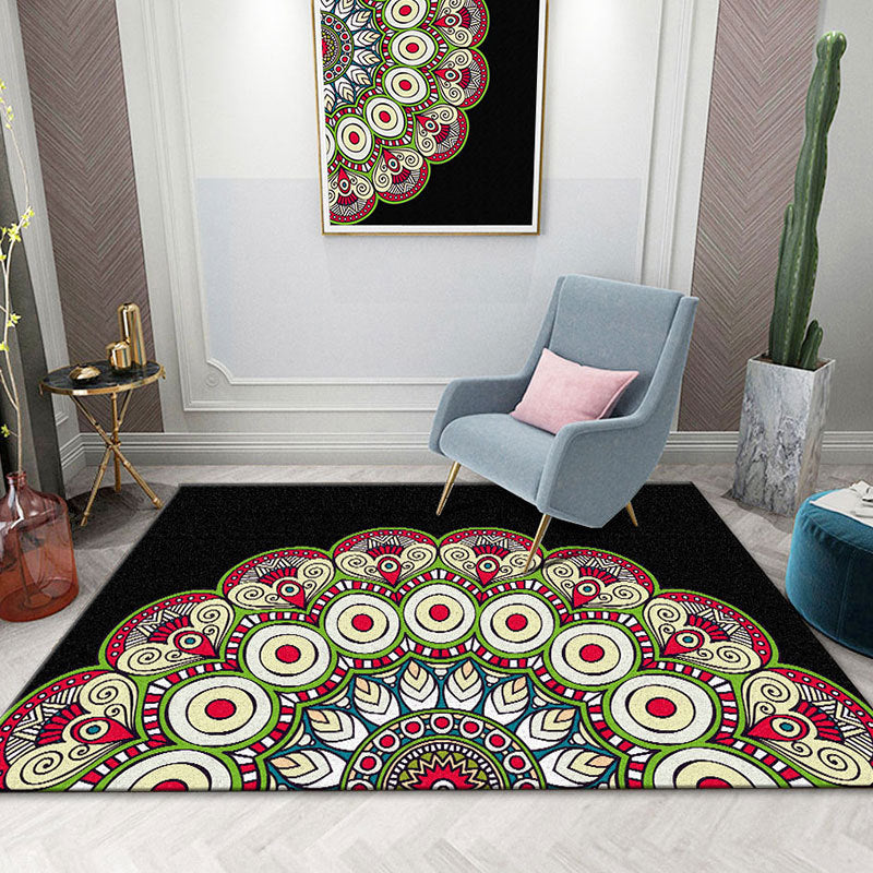Colorful Mandala Rug Multicolored Moroccan Rug Polyester Stain Resistant Pet Friendly Non-Slip Rug for Home | Bowlift