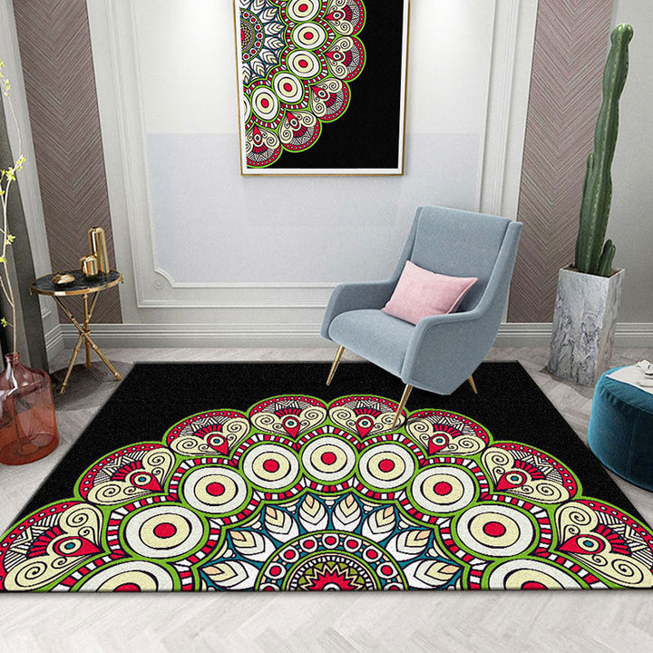 Colorful Mandala Rug Multicolored Moroccan Rug Polyester Stain Resistant Pet Friendly Non-Slip Rug for Home | Bowlift