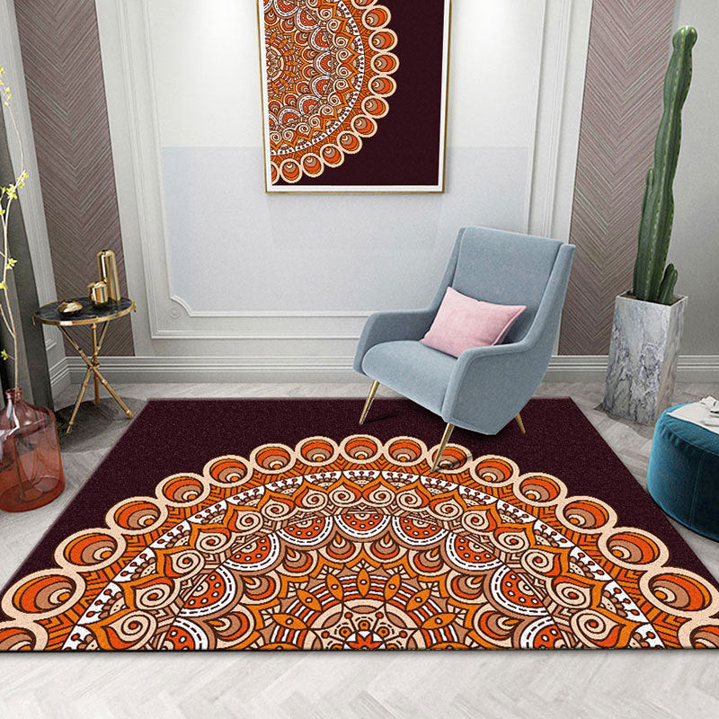 Colorful Mandala Rug Multicolored Moroccan Rug Polyester Stain Resistant Pet Friendly Non-Slip Rug for Home | Bowlift