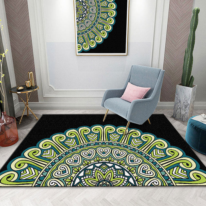 Colorful Mandala Rug Multicolored Moroccan Rug Polyester Stain Resistant Pet Friendly Non-Slip Rug for Home | Bowlift