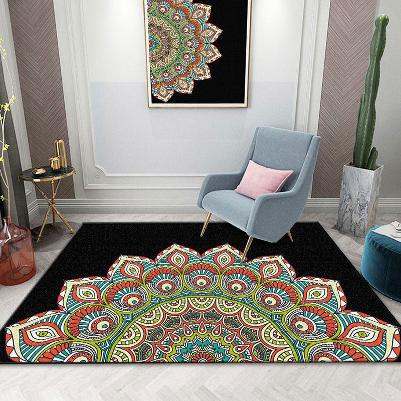 Colorful Mandala Rug Multicolored Moroccan Rug Polyester Stain Resistant Pet Friendly Non-Slip Rug for Home | Bowlift