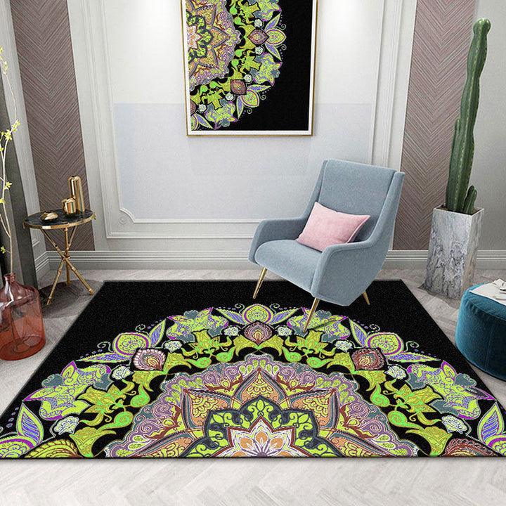 Colorful Mandala Rug Multicolored Moroccan Rug Polyester Stain Resistant Pet Friendly Non-Slip Rug for Home | Bowlift
