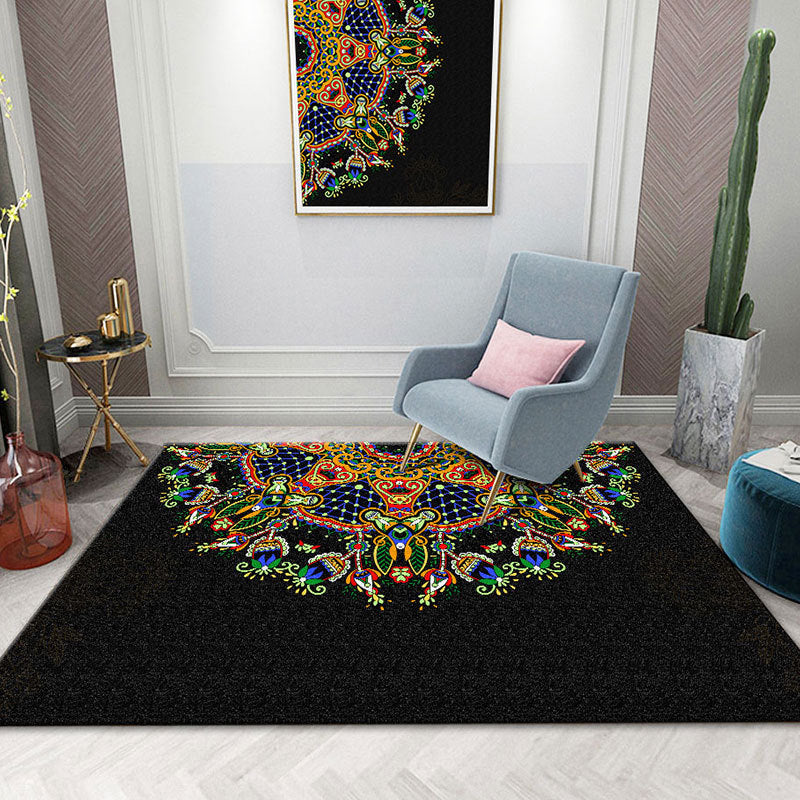 Colorful Mandala Rug Multicolored Moroccan Rug Polyester Stain Resistant Pet Friendly Non-Slip Rug for Home | Bowlift