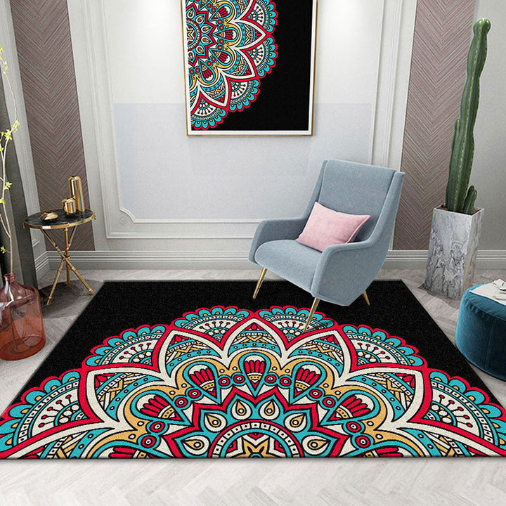 Colorful Mandala Rug Multicolored Moroccan Rug Polyester Stain Resistant Pet Friendly Non-Slip Rug for Home | Bowlift
