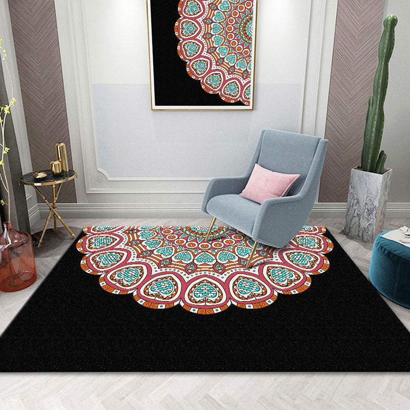 Colorful Mandala Rug Multicolored Moroccan Rug Polyester Stain Resistant Pet Friendly Non-Slip Rug for Home | Bowlift