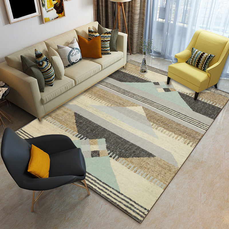 Multicolor geometric rug synthetic contemporary area rug pet-friendly non-slip back washable rug for the living room | Bowlift