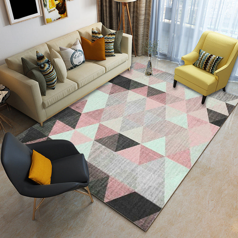 Multicolor geometric rug synthetic contemporary area rug pet-friendly non-slip back washable rug for the living room | Bowlift