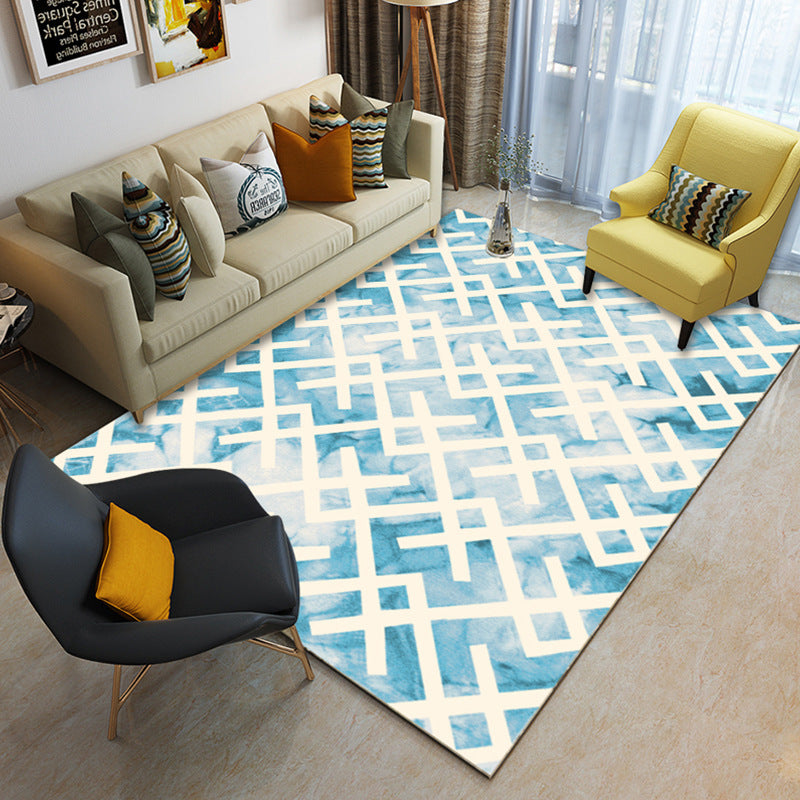 Multicolor geometric rug synthetic contemporary area rug pet-friendly non-slip back washable rug for the living room | Bowlift