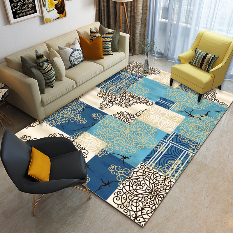 Multicolor geometric rug synthetic contemporary area rug pet-friendly non-slip back washable rug for the living room | Bowlift