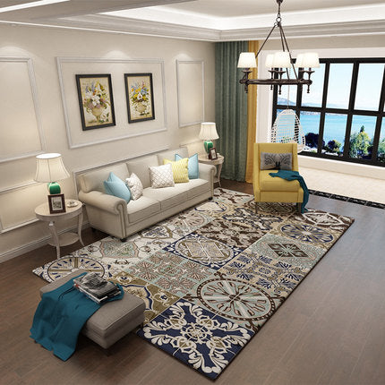 Nordic Geometric Pattern Rug Multi-Color Polypropylene Rug Non-Slip Washable Stain-Resistant Rug for Large Room | Bowlift