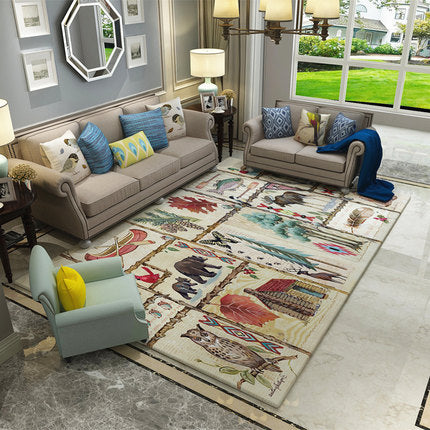 Nordic Geometric Pattern Rug Multi-Color Polypropylene Rug Non-Slip Washable Stain-Resistant Rug for Large Room | Bowlift