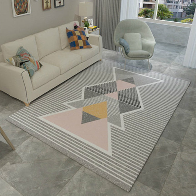 Nordic Geometric Pattern Rug Multi-Color Polypropylene Rug Non-Slip Washable Stain-Resistant Rug for Large Room | Bowlift