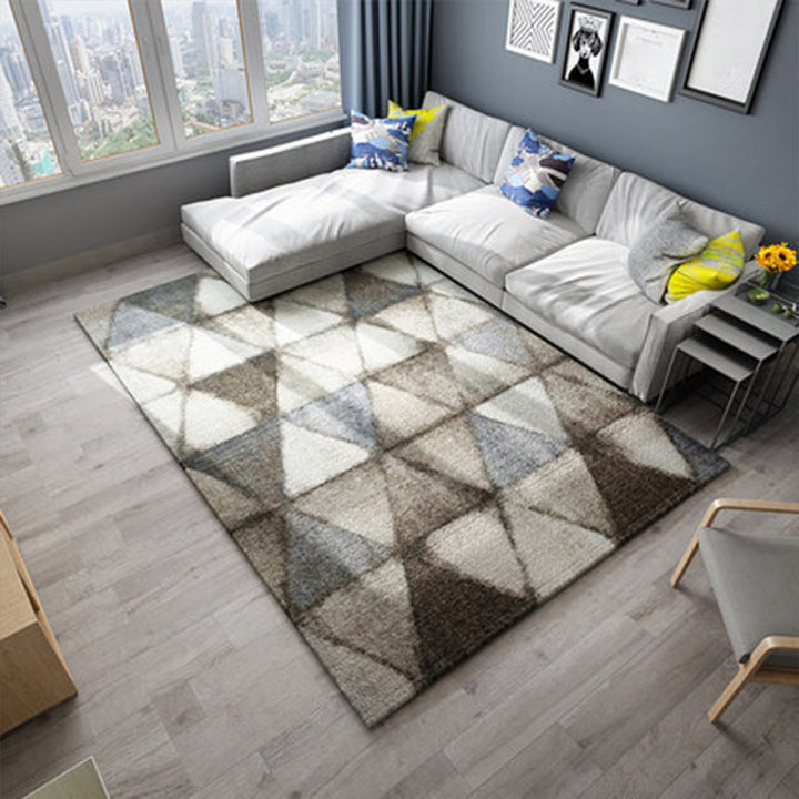 Nordic Geometric Pattern Rug Multi-Color Polypropylene Rug Non-Slip Washable Stain-Resistant Rug for Large Room | Bowlift