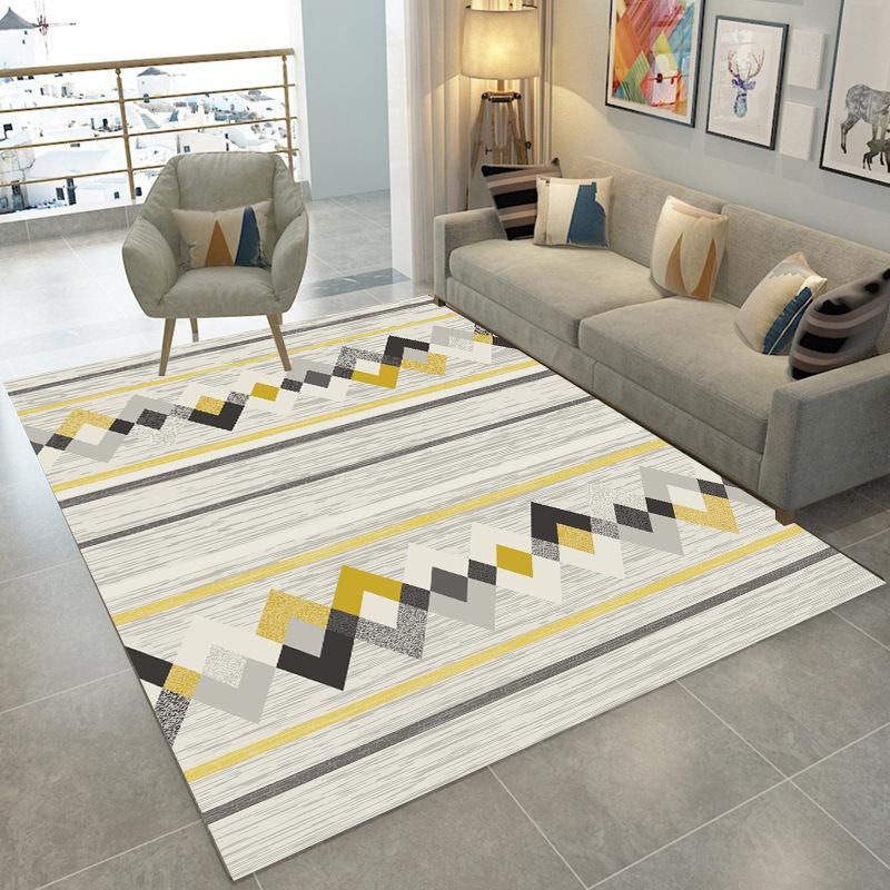 Nordic Geometric Pattern Rug Multi-Color Polypropylene Rug Non-Slip Washable Stain-Resistant Rug for Large Room | Bowlift