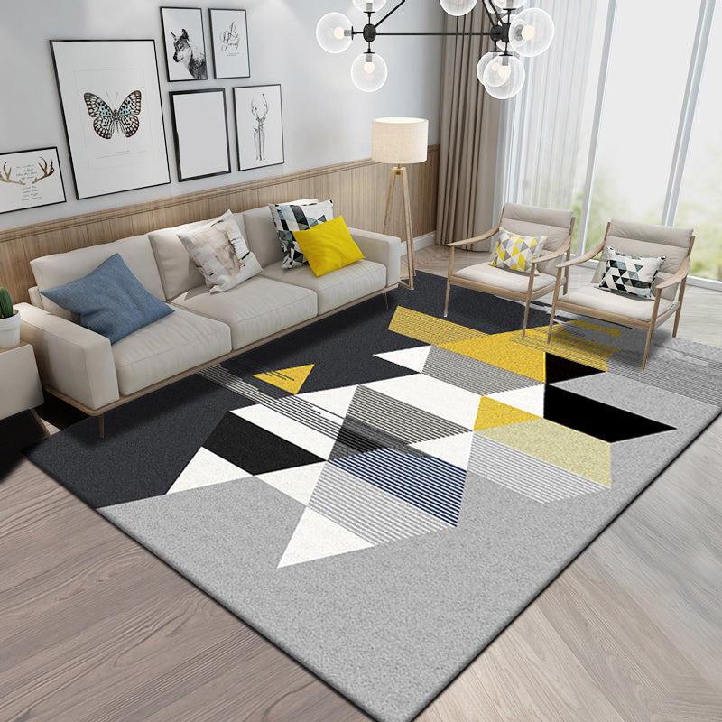 Nordic Home Rug Multicolor Color Block Geometric Rug Synthetic Non-Slip Back Washable Pet Friendly Rug | Bowlift