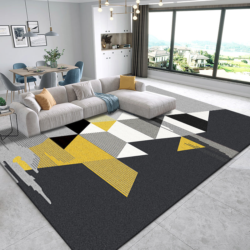 Nordic Home Rug Multicolor Color Block Geometric Rug Synthetic Non-Slip Back Washable Pet Friendly Rug | Bowlift