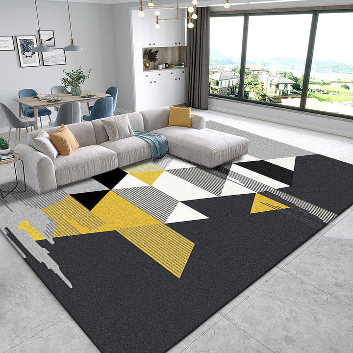 Nordic Home Rug Multicolor Color Block Geometric Rug Synthetic Non-Slip Back Washable Pet Friendly Rug | Bowlift