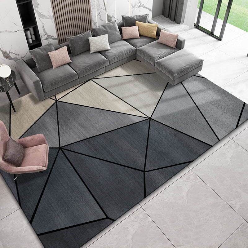Nordic Home Rug Multicolor Color Block Geometric Rug Synthetic Non-Slip Back Washable Pet Friendly Rug | Bowlift