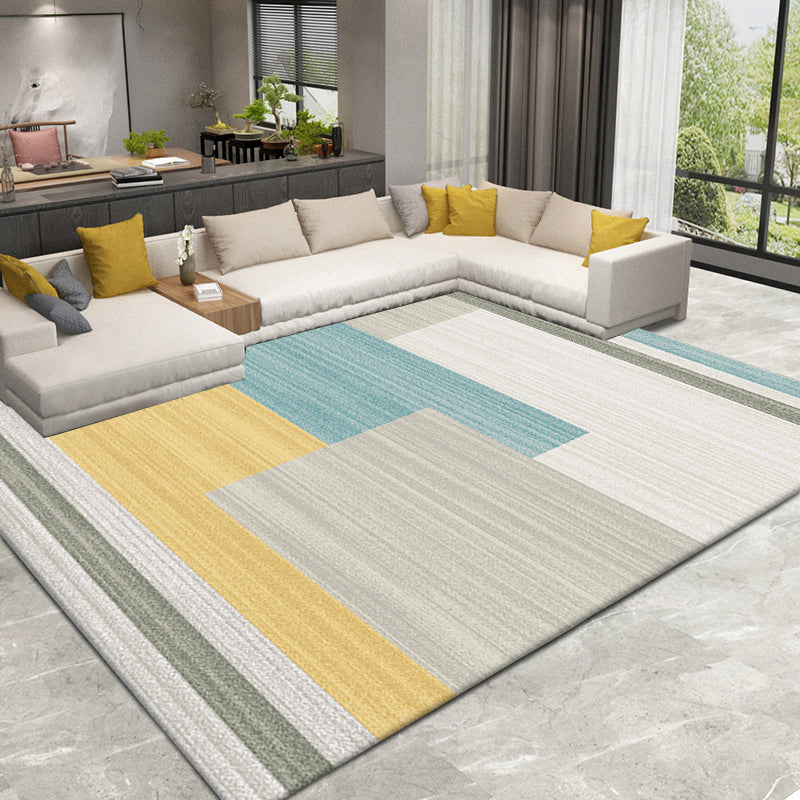 Nordic Home Rug Multicolor Color Block Geometric Rug Synthetic Non-Slip Back Washable Pet Friendly Rug | Bowlift