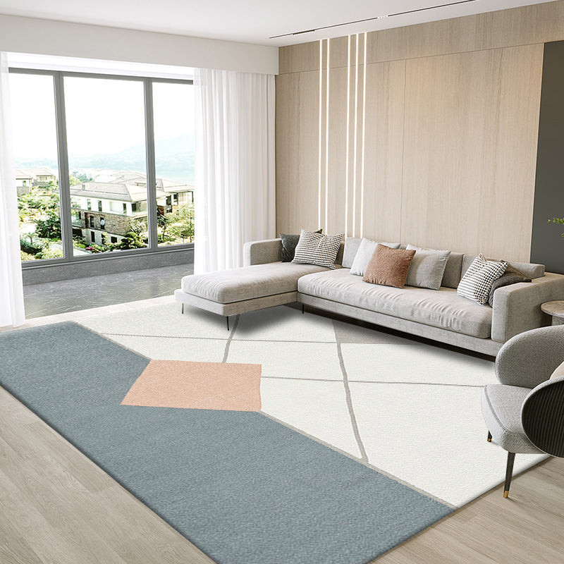 Nordic Home Rug Multicolor Color Block Geometric Rug Synthetic Non-Slip Back Washable Pet Friendly Rug | Bowlift