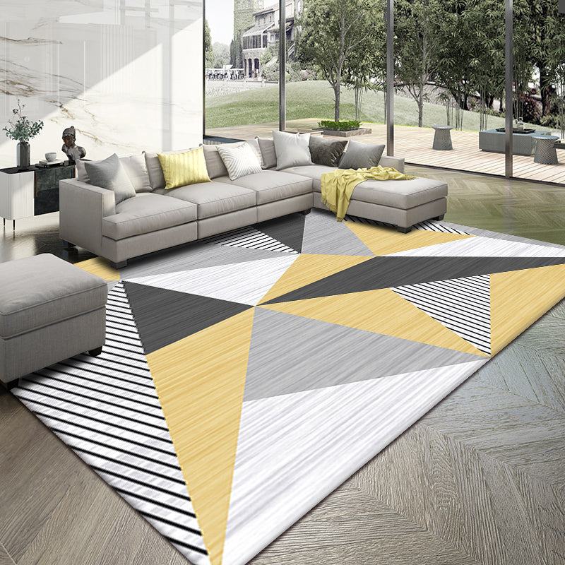Nordic Home Rug Multicolor Color Block Geometric Rug Synthetic Non-Slip Back Washable Pet Friendly Rug | Bowlift