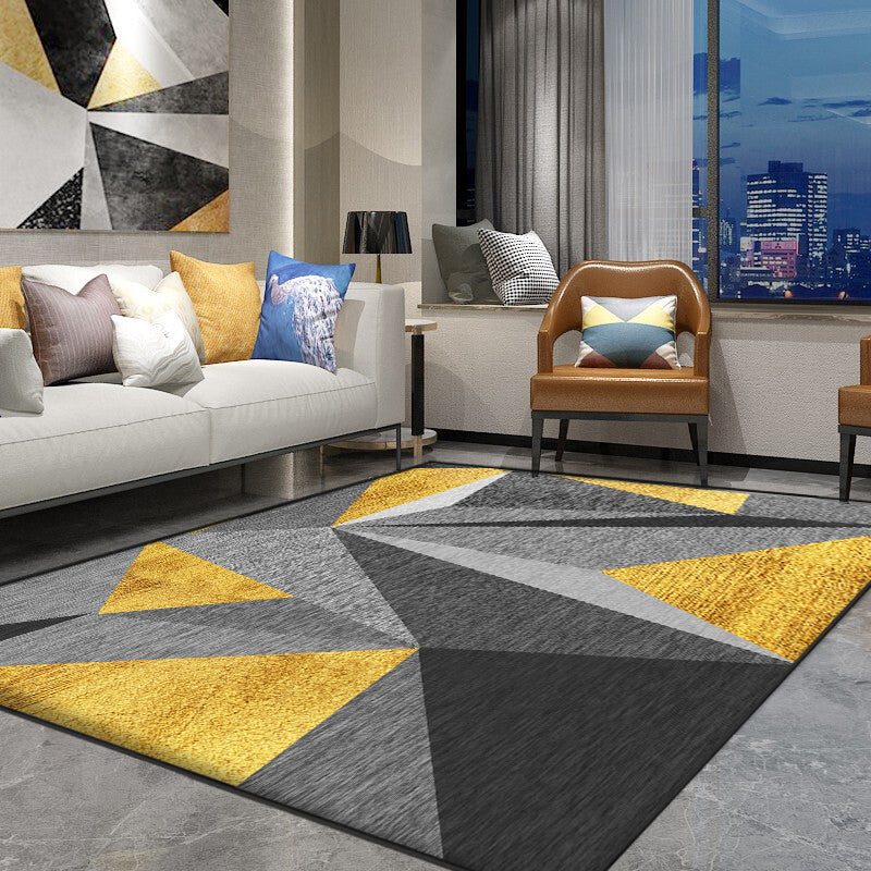 BowLift | Nice 3D Effect Triangle Rug Multicolor Contemporary Rug Polypropylene Machine Washable Pet Friendly Non-Slip Rug for Home
