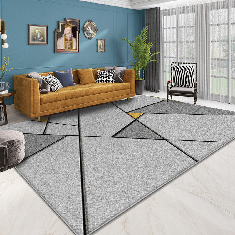 BowLift | Nice 3D Effect Triangle Rug Multicolor Contemporary Rug Polypropylene Machine Washable Pet Friendly Non-Slip Rug for Home