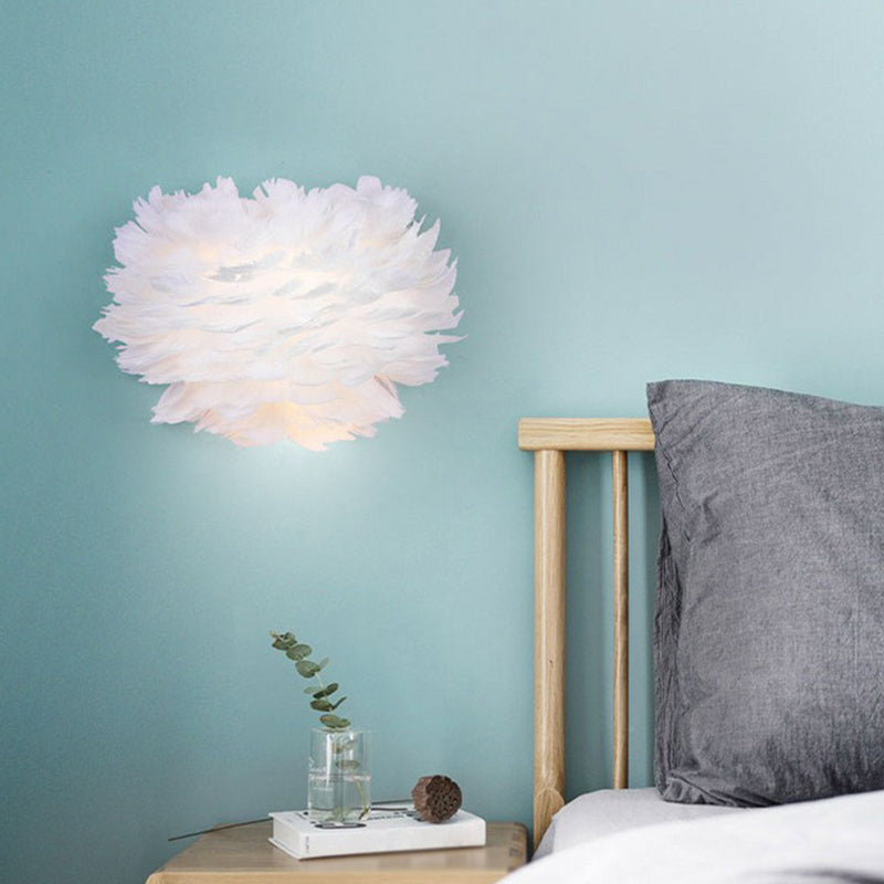 BowLift | Blooming Flower Feathers Wall Light Nordic Style 1 Bulb White Wall Light for the Girls' Room