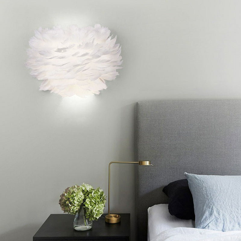 BowLift | Blooming Flower Feathers Wall Light Nordic Style 1 Bulb White Wall Light for the Girls' Room