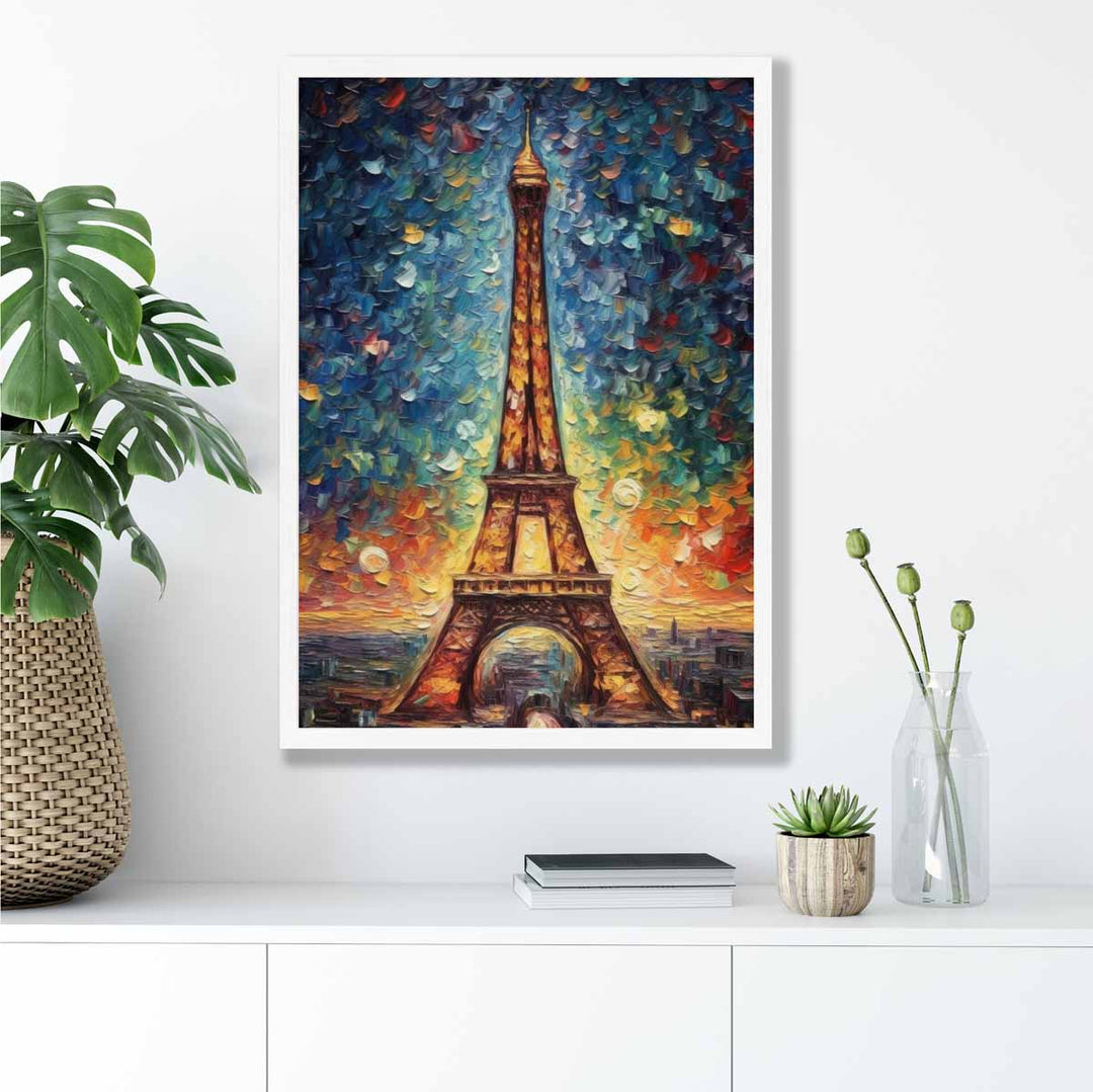 Colorful painting art print of the Eiffel Tower | Bowlift