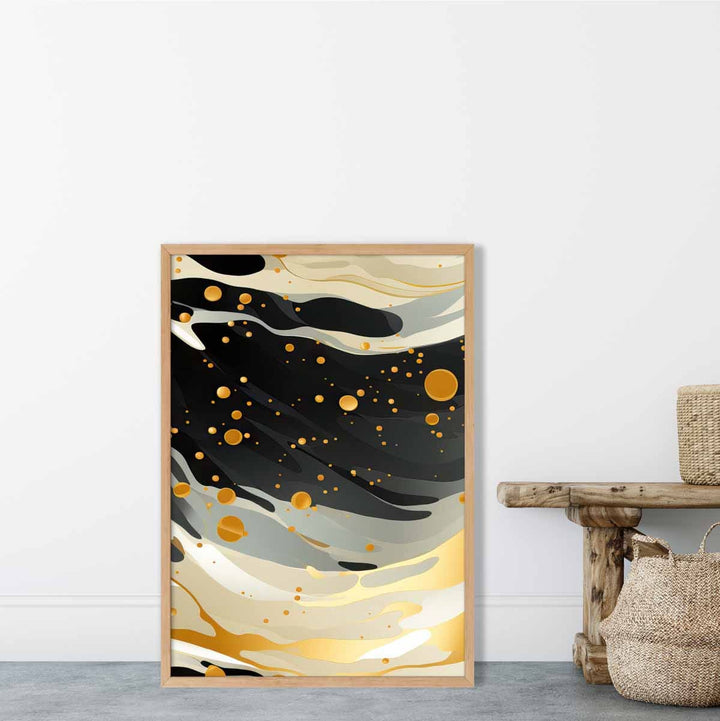Abstract Liquid Art Print Gray Beige and Gold No. 1 | Bowlift