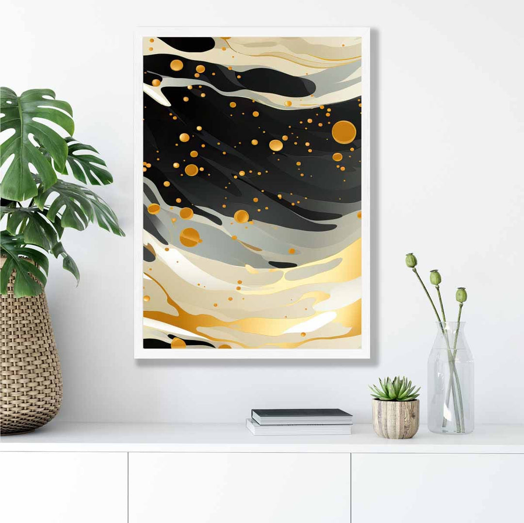 Abstract Liquid Art Print Gray Beige and Gold No. 1 | Bowlift