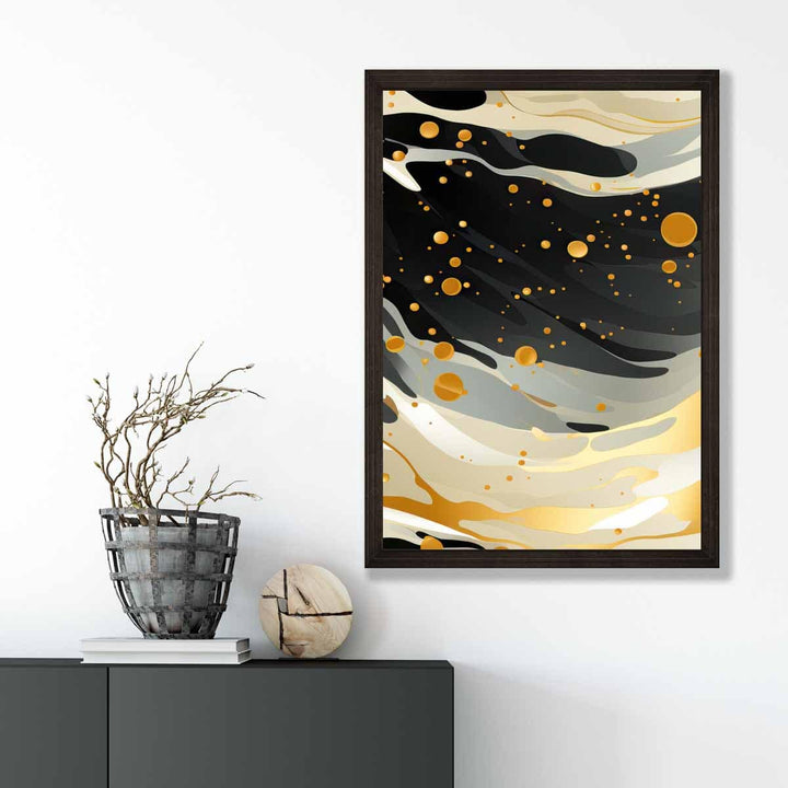 Abstract Liquid Art Print Gray Beige and Gold No. 1 | Bowlift