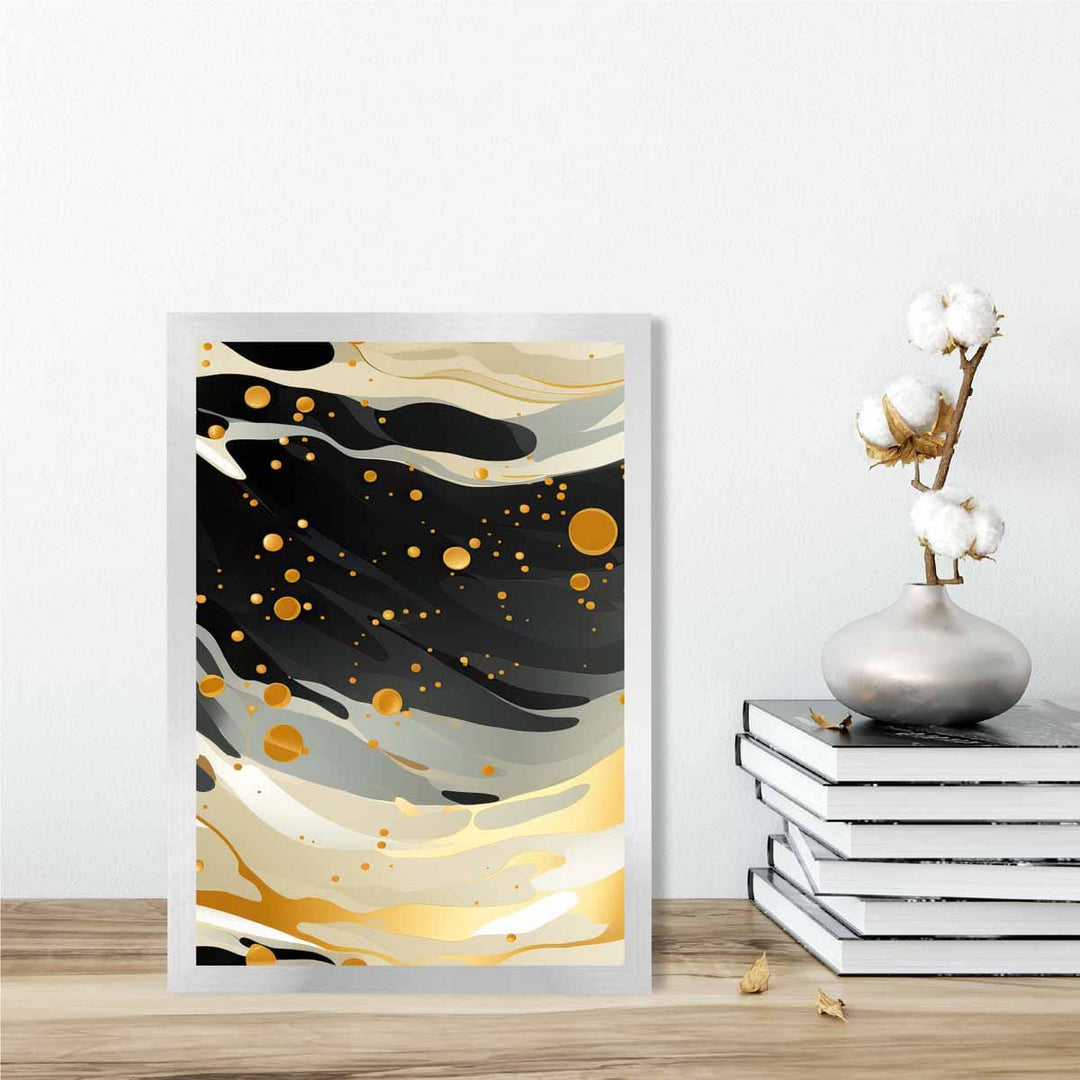 Abstract Liquid Art Print Gray Beige and Gold No. 1 | Bowlift