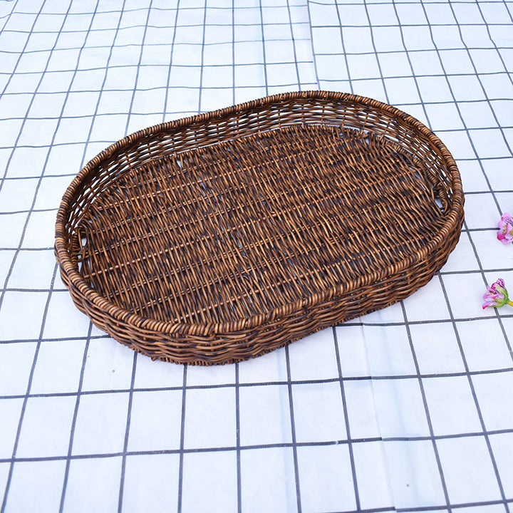 Handcrafted Oval Wicker Serving Basket Bowlift