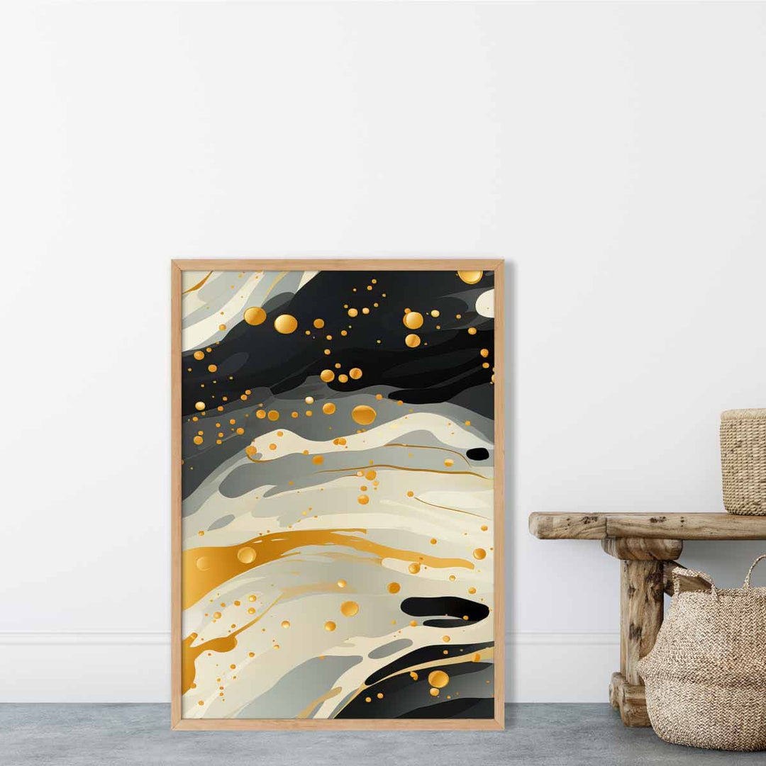 Abstract Liquid Art Print Gray Beige and Gold No. 2 | Bowlift