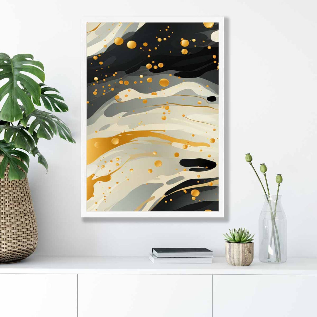 Abstract Liquid Art Print Gray Beige and Gold No. 2 | Bowlift