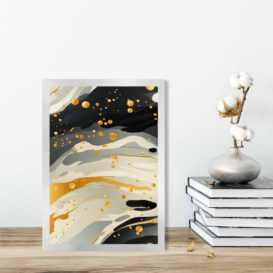 Abstract Liquid Art Print Gray Beige and Gold No. 2 | Bowlift