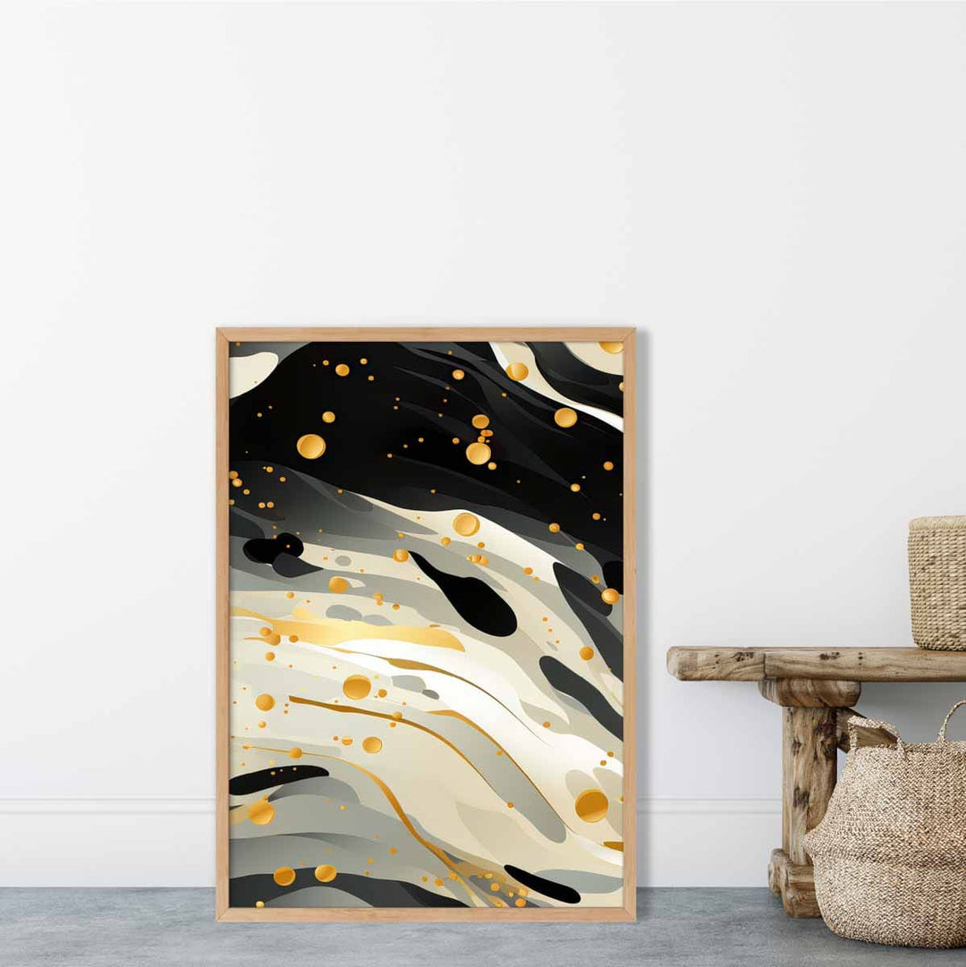 Abstract Flowing Art Print Gray Beige and Gold No. 3 | Bowlift