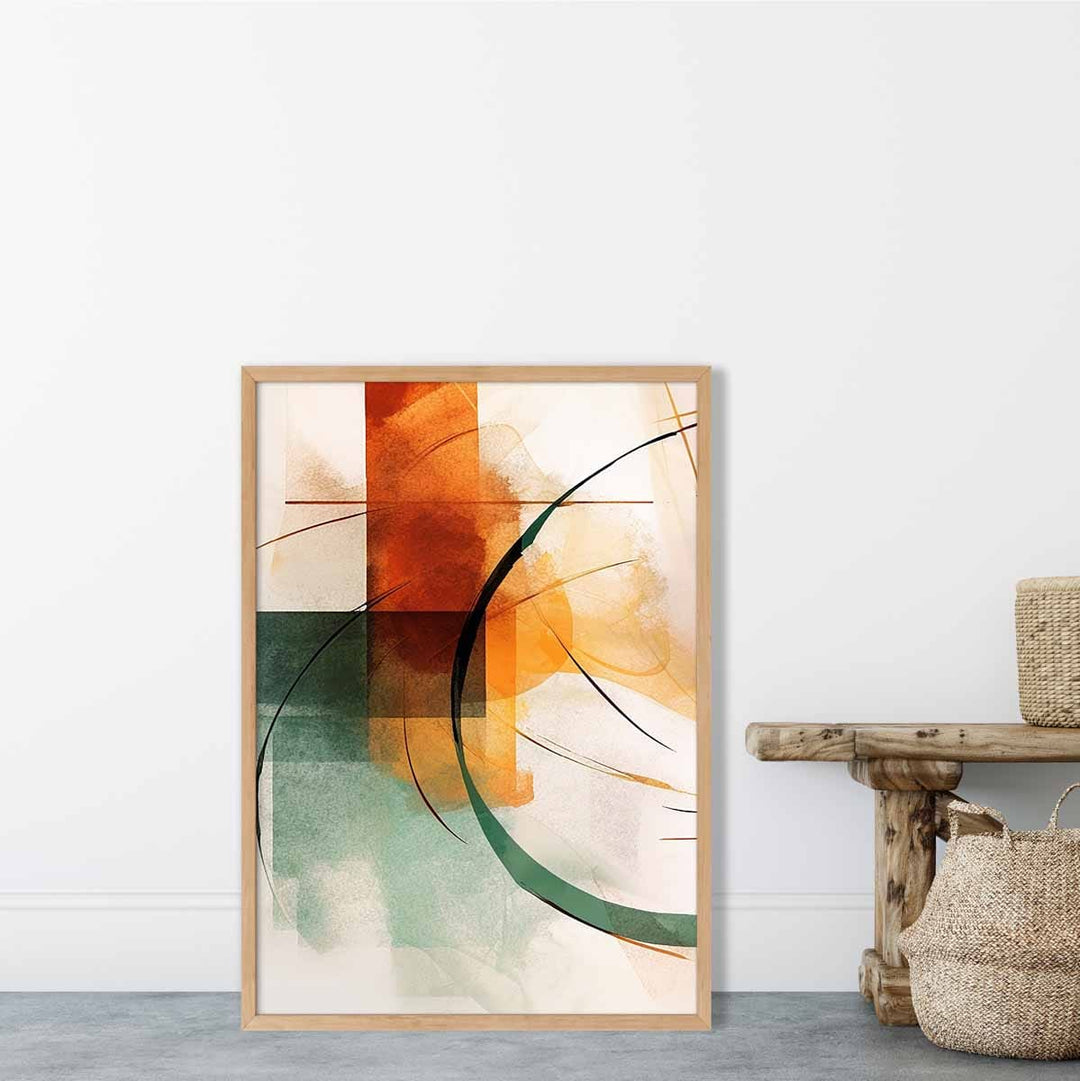 Abstract Forms Art Print Green and Orange No. 1 | Bowlift