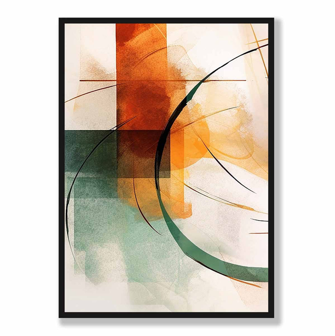 Abstract Forms Art Print Green and Orange No. 1 | Bowlift