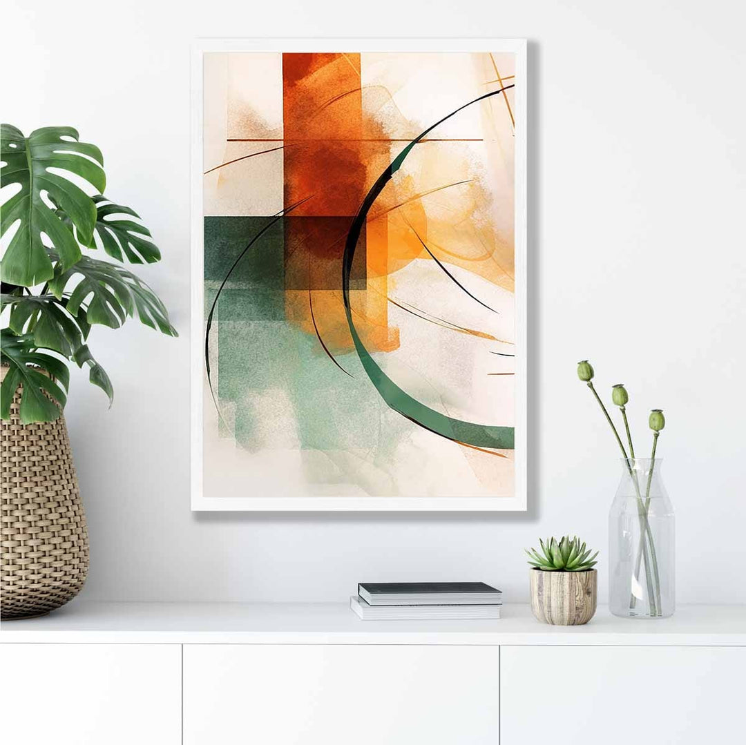 Abstract Forms Art Print Green and Orange No. 1 | Bowlift