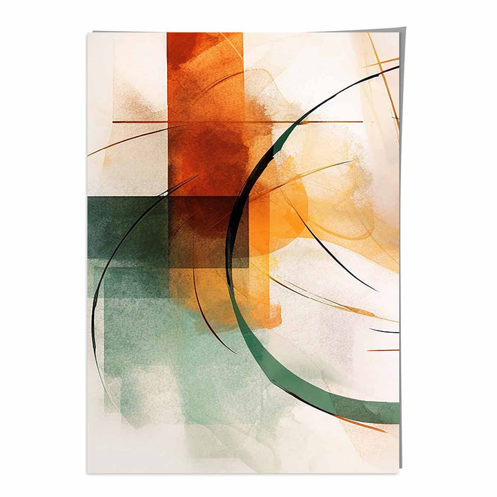 Abstract Forms Art Print Green and Orange No. 1 | Bowlift