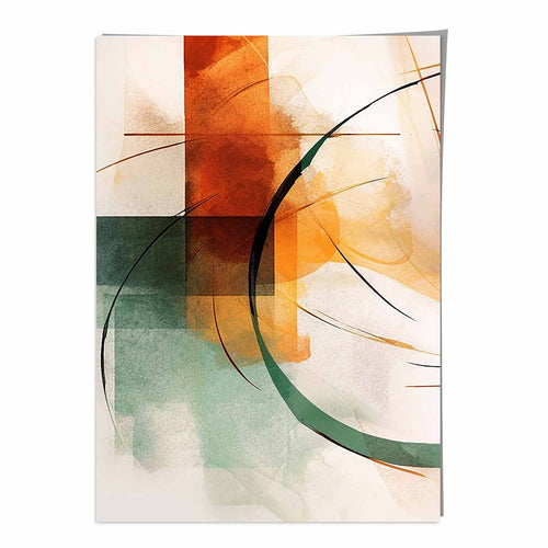 Abstract Forms Art Print Green and Orange No. 1 | Bowlift