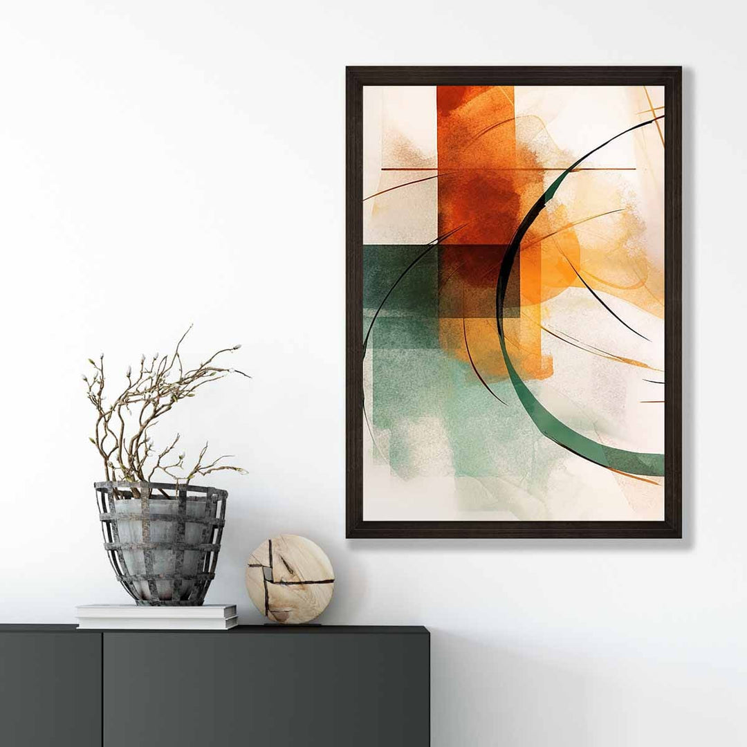 Abstract Forms Art Print Green and Orange No. 1 | Bowlift