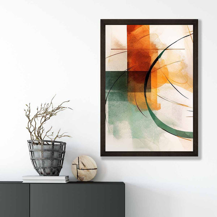 Abstract Forms Art Print Green and Orange No. 1 | Bowlift