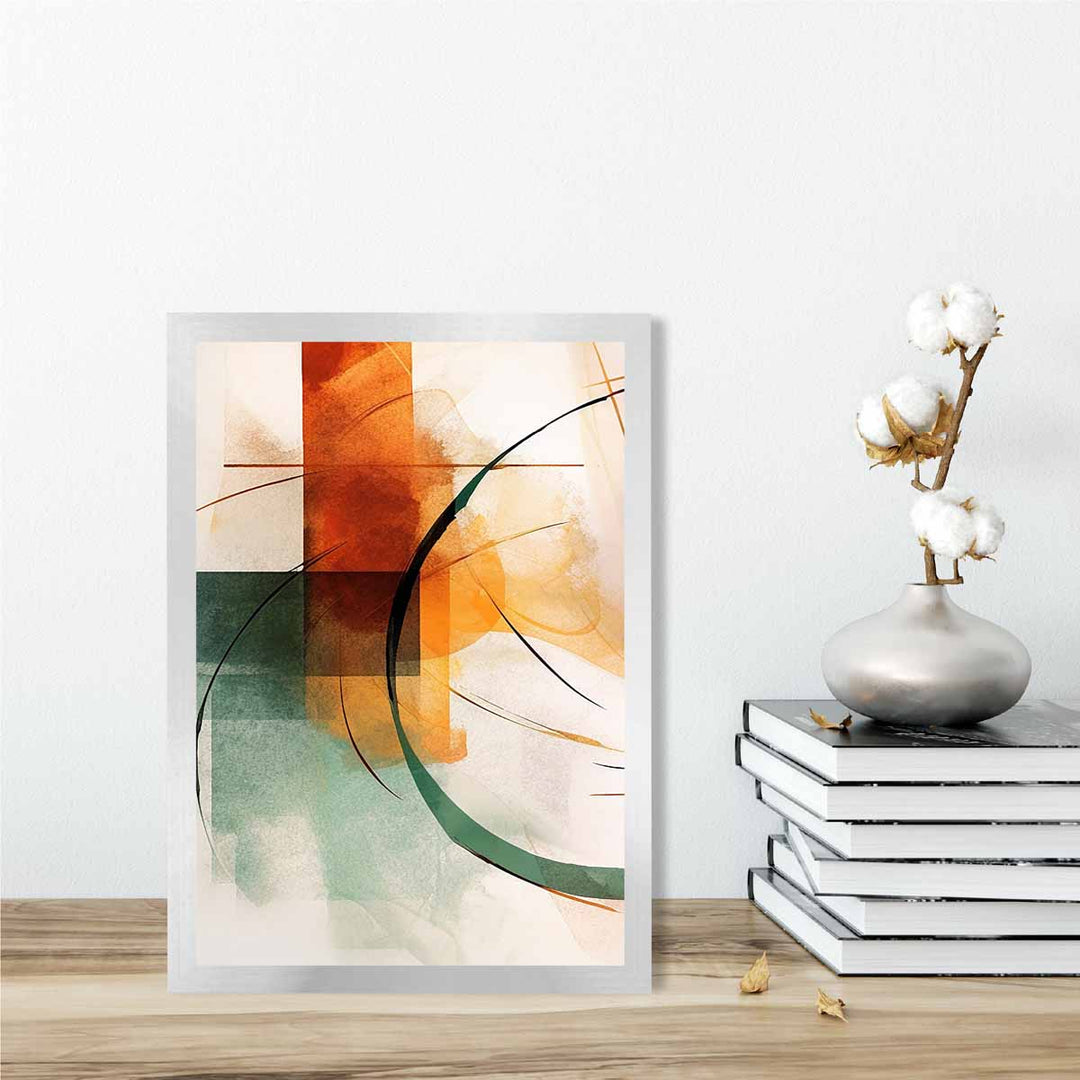 Abstract Forms Art Print Green and Orange No. 1 | Bowlift