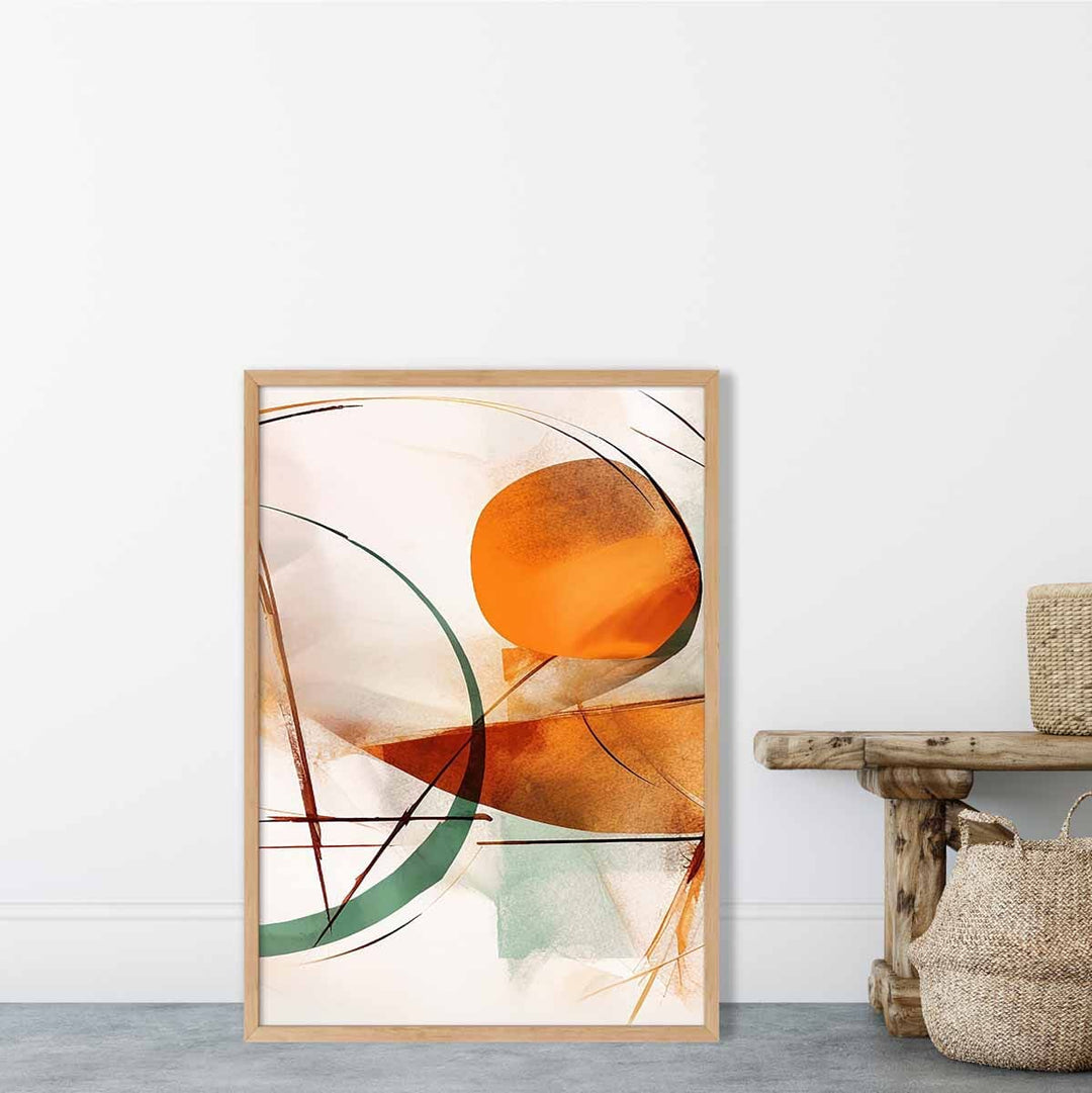 Abstract Shapes Art Print Green and Orange No. 2 | Bowlift