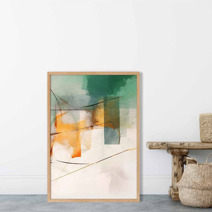 Abstract Forms Art Print Green and Orange No. 3 | Bowlift